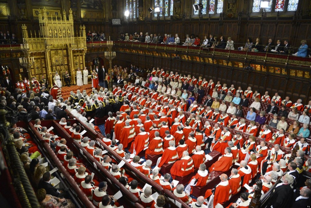 Britain's Queen Elizabeth delivers her speech during the State Opening of Parliament at the House of Lords in London