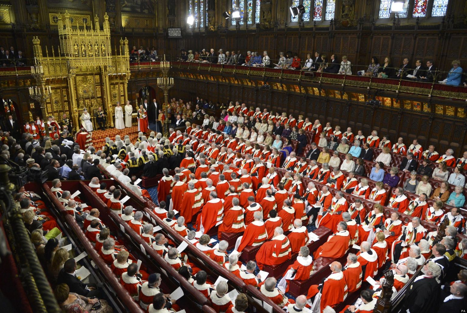 Britain's Queen Elizabeth delivers her speech during the State Opening of Parliament at the House of Lords in London