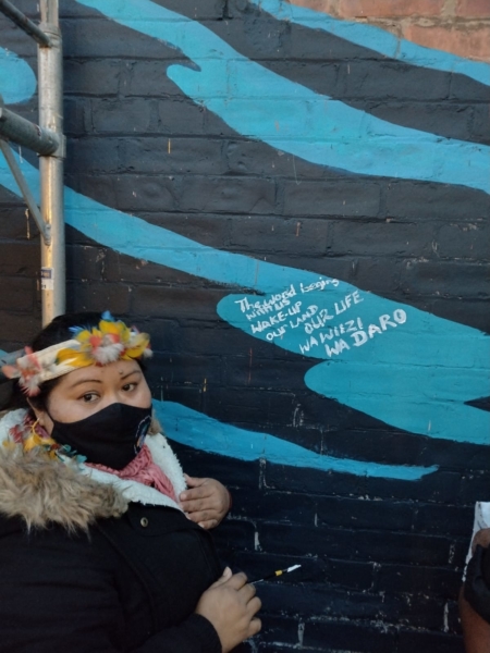 Immaculata Casimero at the mural's unveiling 